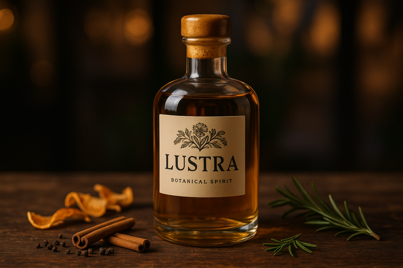 Lustra Classic artisanal botanical spirit bottle with herbs and natural ingredients